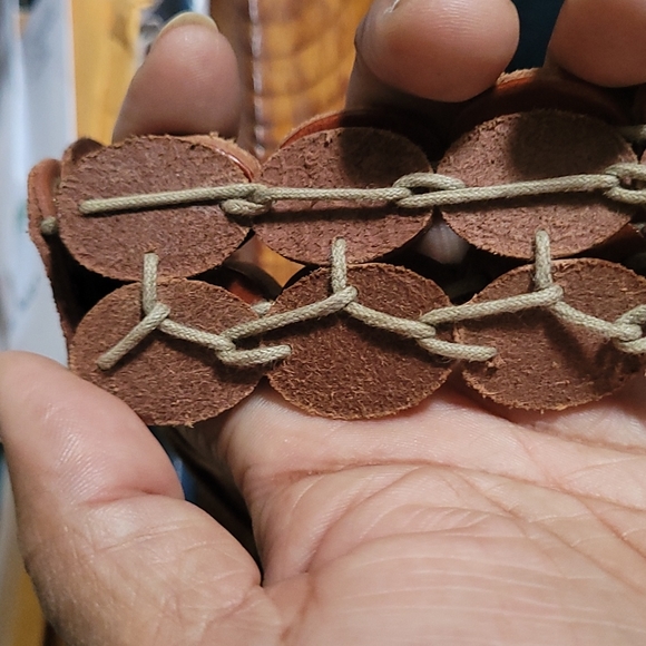 Calvin Klein Brown Leather fringe boho tie belt - Picture 7 of 8